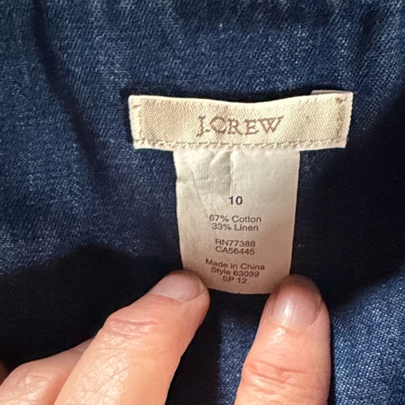 J. Crew Indigo Linen-Blend Jean Button-Down Shirt - Picture 2 of 6